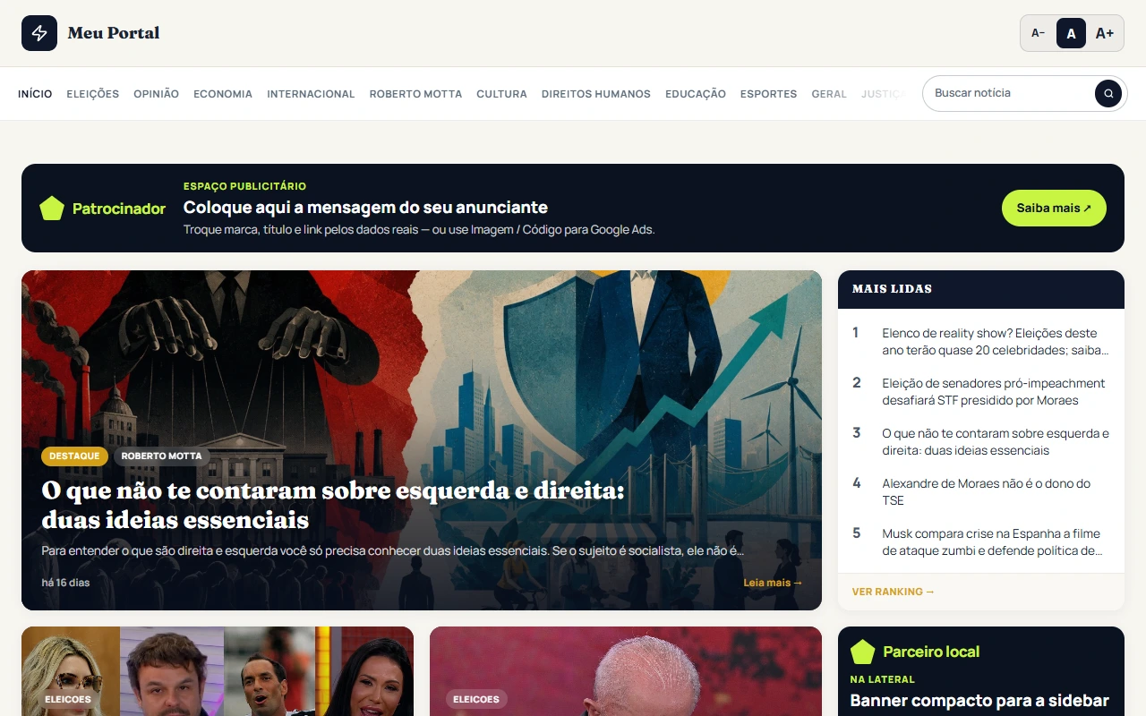 Prévia do tema Portal Clássico